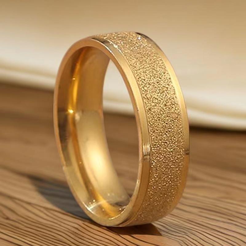 Women's Simple Fashion Frosted Titanium Steel Couple Ring