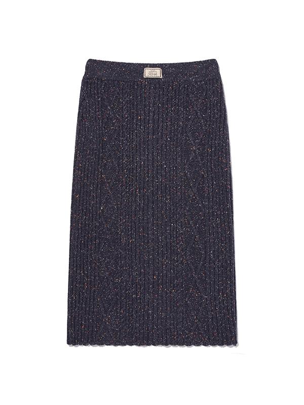 KIRSH Texture Pattern Knit Long Skirt [Dark Navy]
