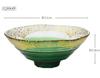 Toyo Sasaki Glass Gold Leaf Set of Green Lacquer Made in Medium Matcha Tea Glass Bowls, 12, Finish, Japan, Bowls, Bowls, Dishes, Bowls, Bowls, Plates,