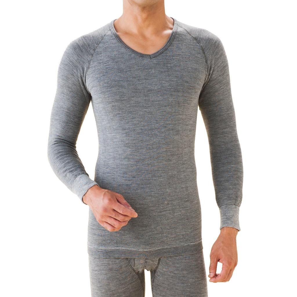 Mochihada Mochijoy long sleeve thin and slightly L to for cold fleece cold extra cold warm V-neck shirt, thick, LL, khaki, men, innerwear, motorcycle,