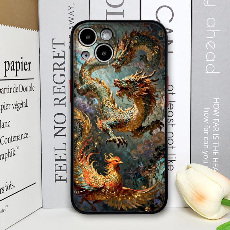 Stylish Chinese Style Golden Dragon Printed Phone Case for Samsung Galaxy S25 S24 S24+ S23 Ultra S22 Plus S21 FE S20 Hard Cover