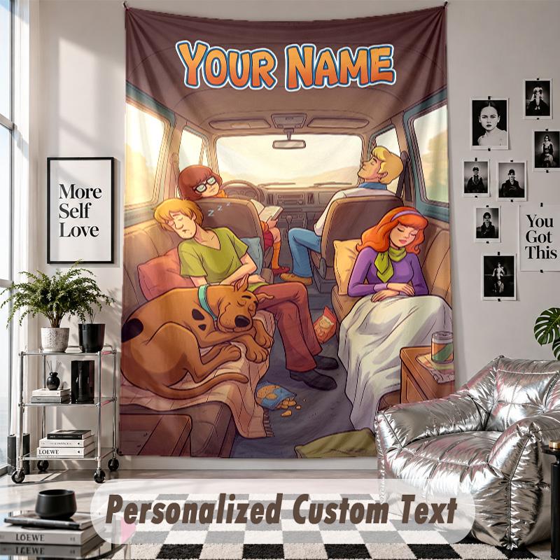 Custom Tapestry Wall Hanging, Scooby-Doo Personalized Name Text Home Wall Decor