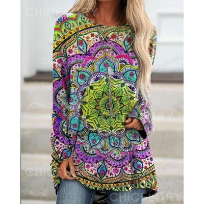 Vintage Tişört Avrupa Deseni 3d Baskı Tişört Kadın Moda Tişörtler Uzun Kollu Üstler Tişörtler Harajuku Tişört Bayan Üstleri Y2k
