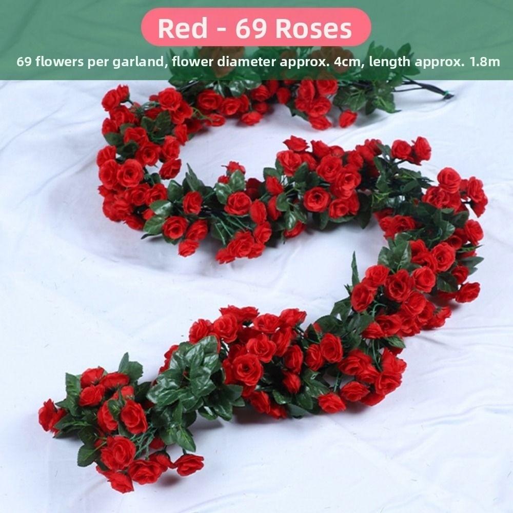 1.8/2.2M Simulated Rose Vine Silk 10 Styles Fake Vine Strips Flowers Outdoor Arch Ornament Artificial Flowers Vine