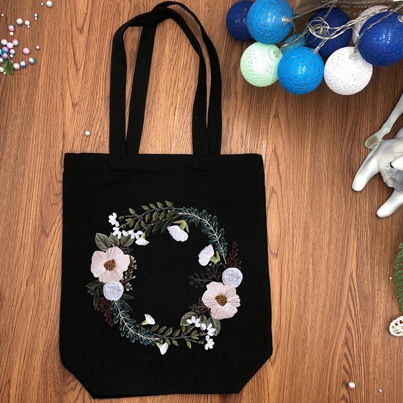 1pc Flower DIY Embroidery Kit for Beginners - Canvas Bag