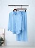 Lightweight Cotton Linen Wide-Leg Pants & Casual Loose Shirt Set - Plus Size, Spring/Autumn
