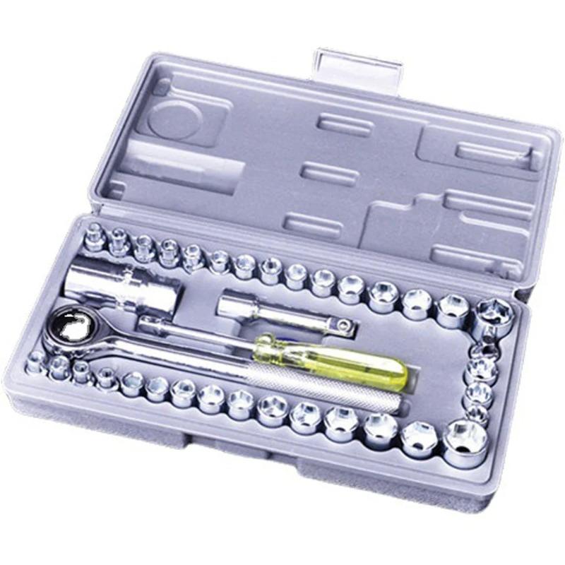 40Pcs of Combination Tools for Automobiles Motorcycles Ratchet Wrenches Bread Multifunctional Maintenance Tools Socket Wrenches