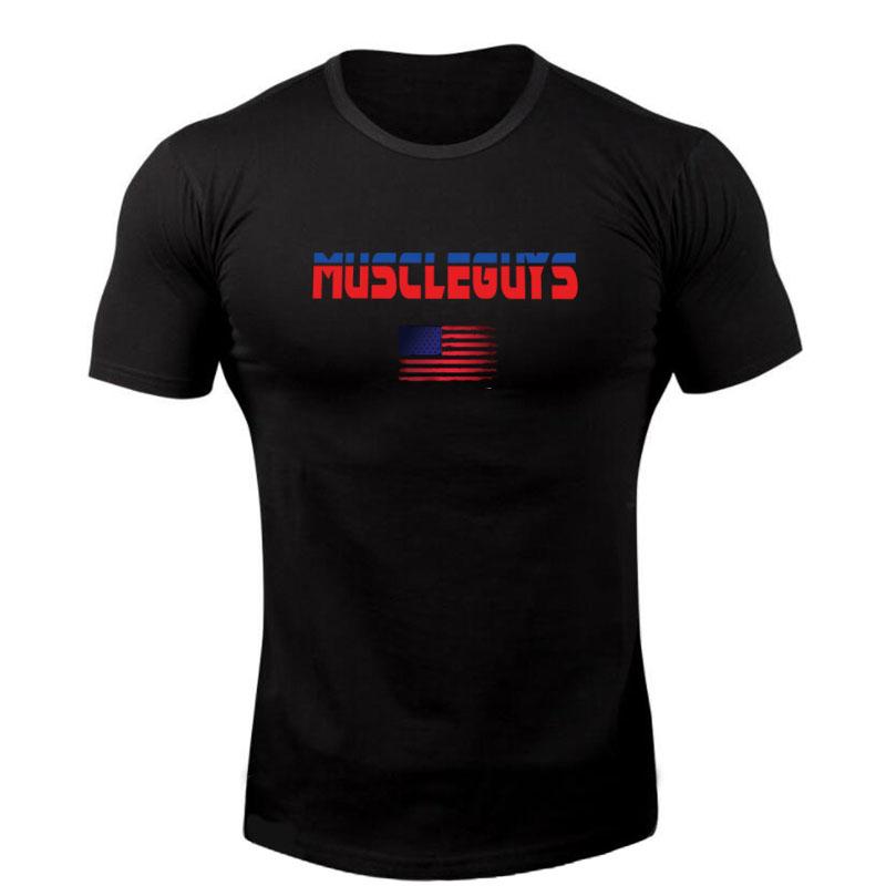 Summer Cotton Sports T-Shirts Mens Slim Fit Gym Fitness Male T Shirt Casual Running Bodybuilding Man Jogging Workout Clothing