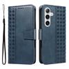 For Samsung Galaxy S24+/Galaxy S25+ Leather Case Wallet Stand Grids Imprinted Phone Cover with Strap