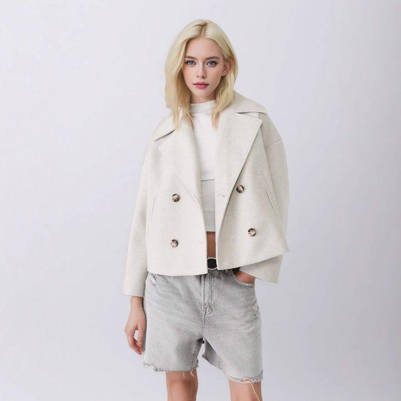 Jacket for All Seasons Autumn New Women clothes European and American Fashion Simple and Versatile Double Breasted Outerwear