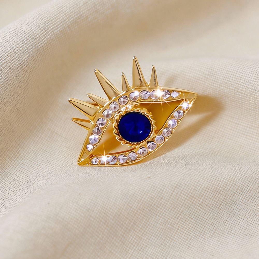 Decoration Luxury Badge Pin Hollow Out Rhinestone Eye Brooches Devil Eye Brooch Pin  Party