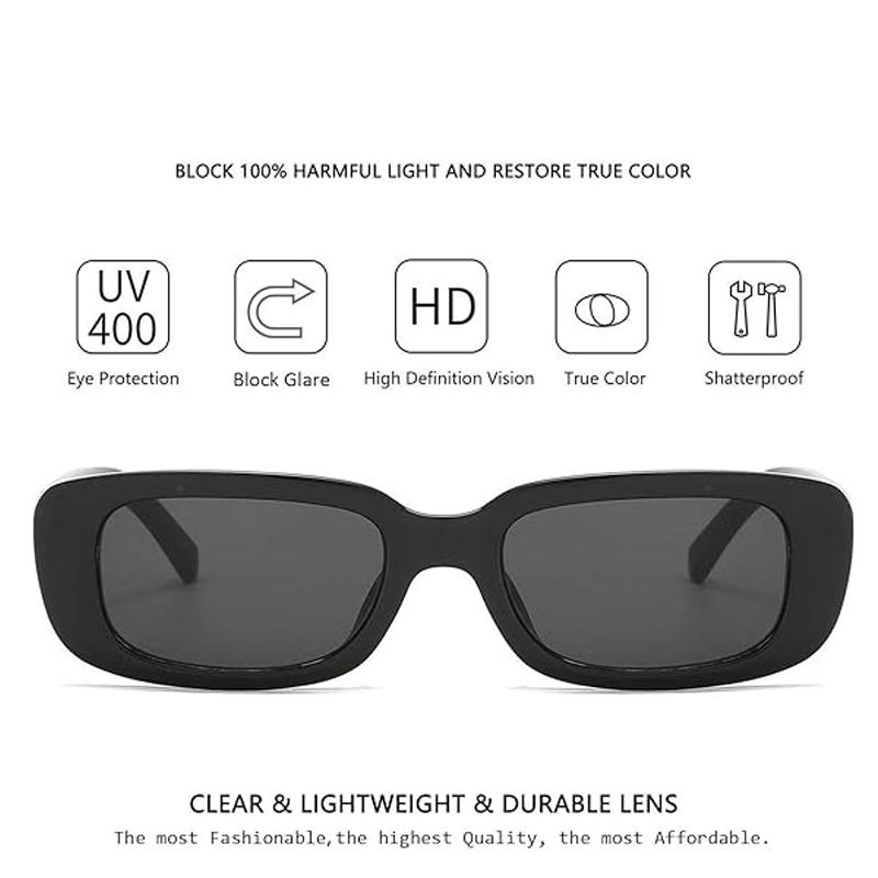 Compact Rectangle Sunglasses Female Oval Retro Brand Design Square Sun Eyeglasses For Female Shades Women Eyewear Anti-glare UV400