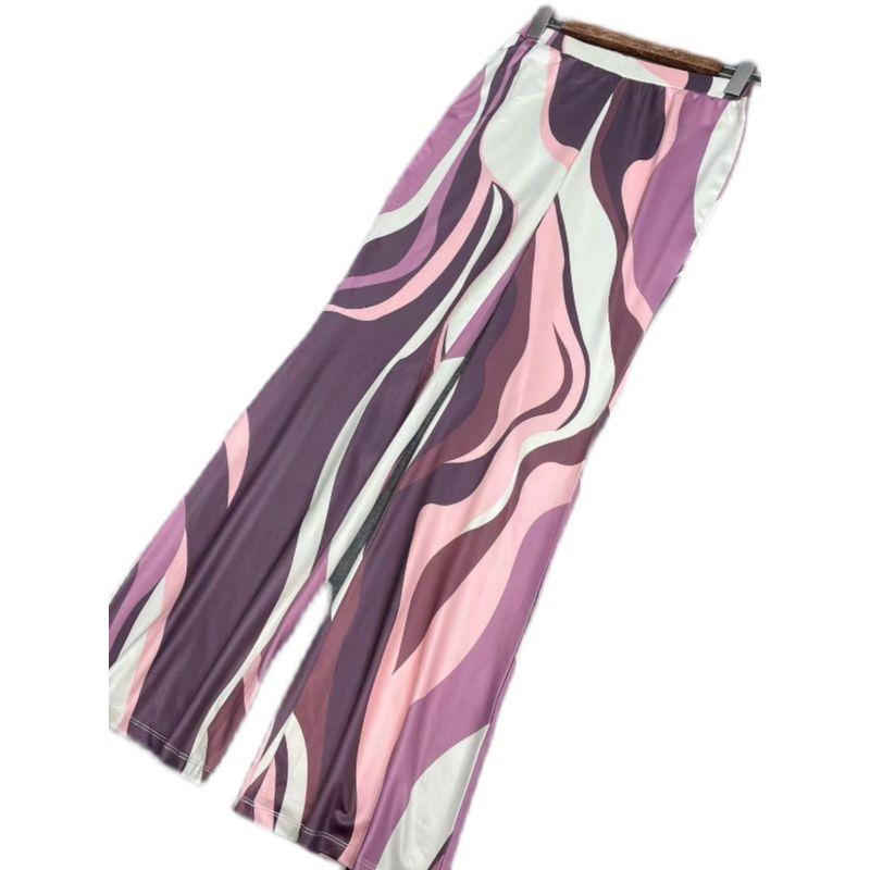 Cider Fashion Style Pop Geometric Pattern High Waist Slimming Flared Pants Mop Pants Trendy Women's Pants