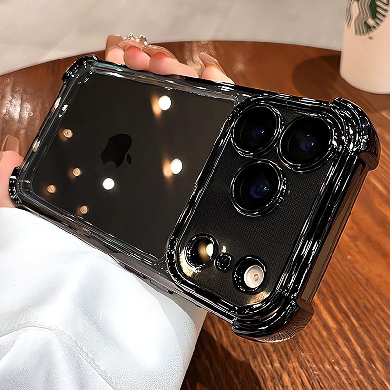 Luxury Electroplate Shockproof Transparent Phone Case For iPhone 17 16 15 14 13 12 11 Pro Max Plus Air Clear Bumper Cases Cover