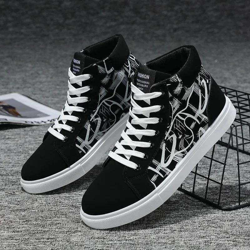 Men'S Sneakers Fashion High Top Canvas Shoes Autumn New Casual Shoes For Men Lace Up Platform Vulcanized Shoes Big Size48