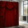 Red Velvet Theater Curtain Shower Curtain Dramatic Stage Drapes Elegant Luxury Bathroom Decor Waterproof Easy To Install