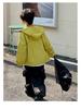 Kids' 2026 Spring Boys' Trendy Korean-Style Zipper Hooded Windbreaker Jacket for Mountaineering