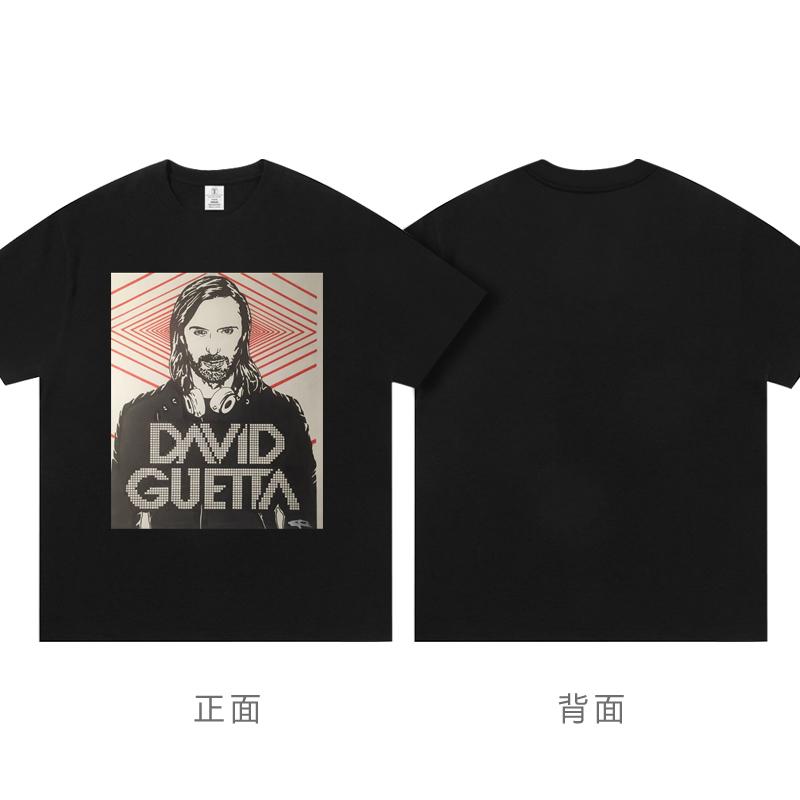 2025 New David Guetta Short Sleeve T-shirt Top 100 Dj Clothes Around Electronic Bungee Dance Pure Cotton Men and Women T Shrit