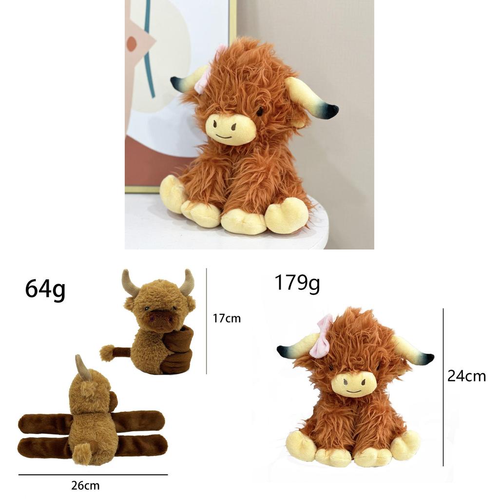 Highland Cow Plush Toy With Butterfly Bow For Kids And Collectors