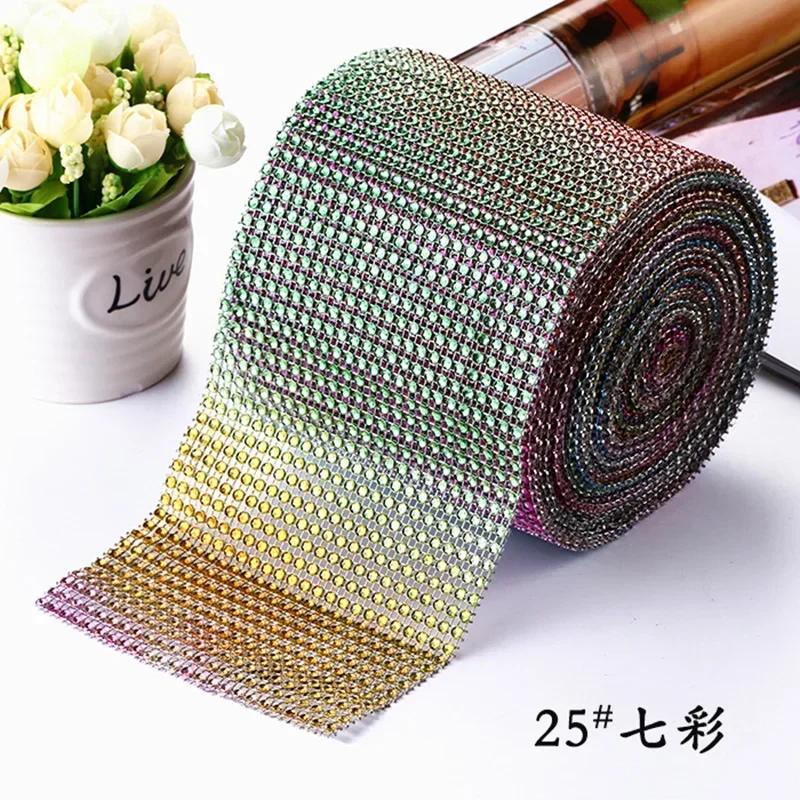 1Yard Sparkle 24Row DiamondRhinestones Ribbon Rhinestone Ribbon Silver Crystal Mesh Rhinestone Wrap DIY Crafts Wedding Decor