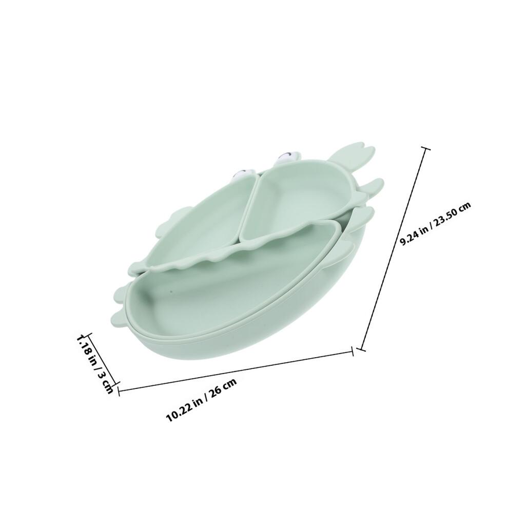 Baby Food Bowls Silicone Crab Shape Green 1pcs 10.2x9.3x1.2in