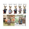 DIY Unfinished Easter Bunny Straw Material Package Cute Handmade Rabbit Standing Figurine for Garden Terrace Lightweight