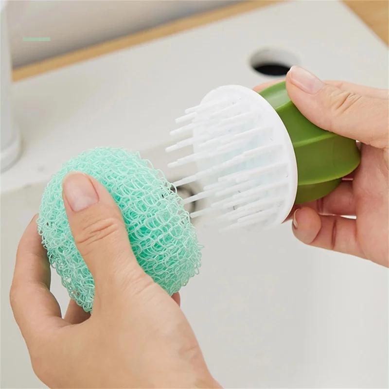 New Creative Pot Brush Cactus Nano Cleaning Ball Gradient Cleaning Brush Kitchen Cleaning Tools