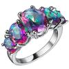 Fashion Vintage Floral Rainbow Crystal Ring For Women Lovers Elegant Jewelry Accessory