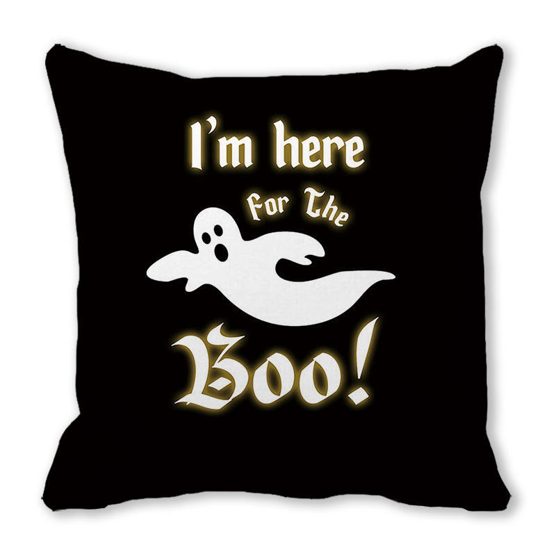 Creative Halloween Happy Letters Digital Printing Short Plush Pillow Covers for Car Sofa Office Cushion Cover Home Goods