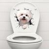 3D Cracked Bathroom Decoration Animal Wall Sticker Cute Dog Toilet Stickers  Christmas Decals
