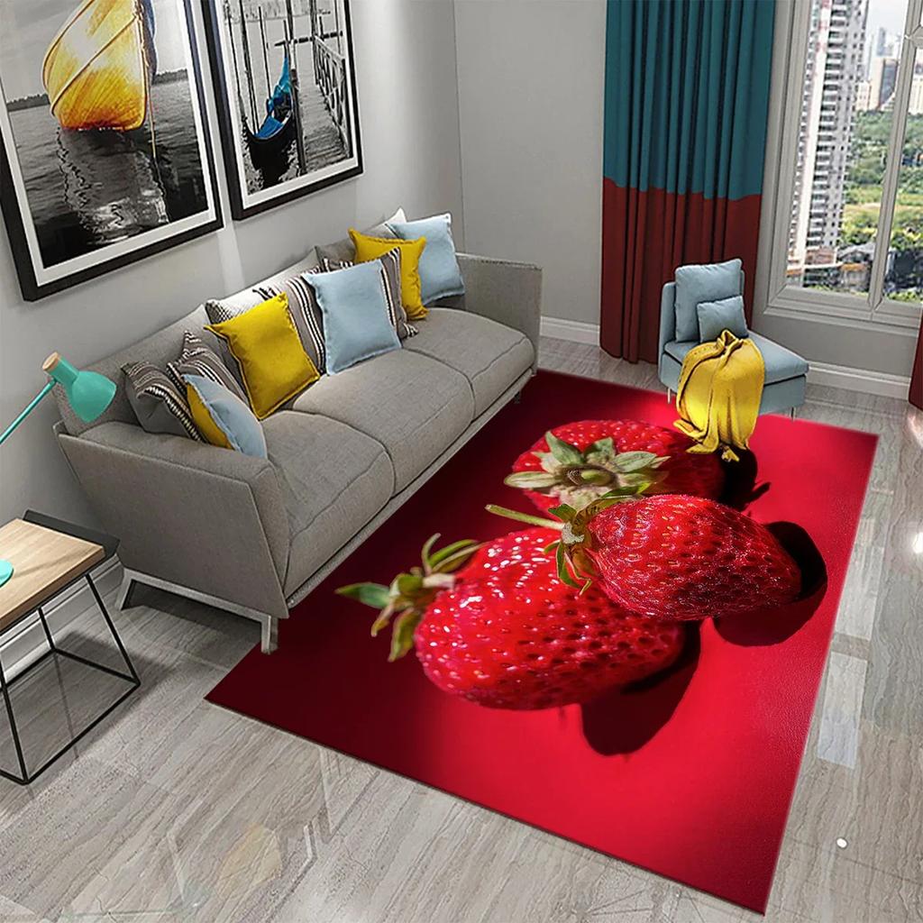 Strawberry Carpet Fresh Fruit Rug Kitchen Doormat Living Room Bedroom Floor Rug Bathroom Non-slip Foot Mat Entrance Hall Carpet