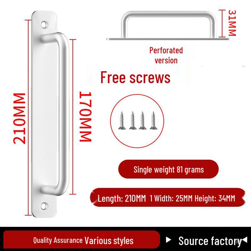 Aluminiumlegering Deurklink zonder Boren voor Glazen, Stalen, Kunststof Balkon-, Schuif- en Kastdeuren