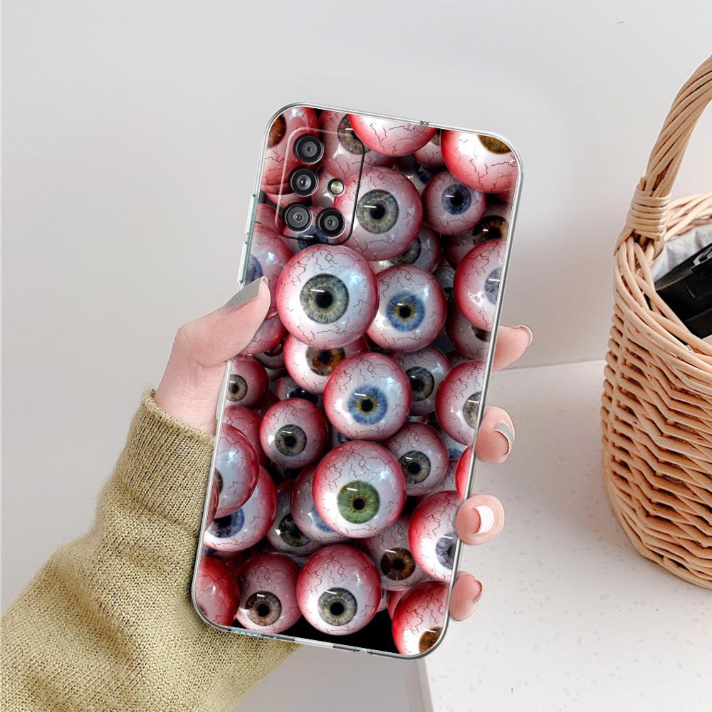 Phone Case For Samsung A15 A13 A35 A55 A51 A71 A41 A31 A21S A05 A17 A23 A25 A33 A53 A73 5G A07 4G Cover Scary Devil Eye Pattern