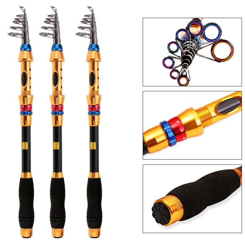 Fiskespö1,8-3,6 m teleskopisk spinnfiskspö Bärbar kolfiberspö för saltvatten