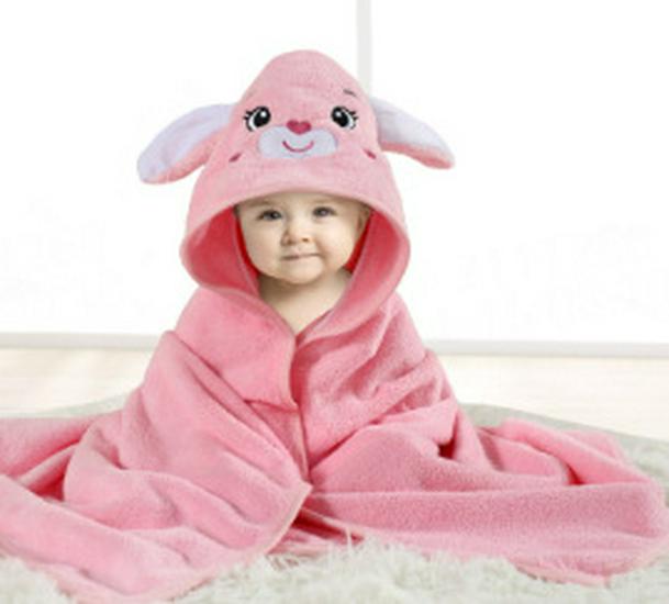 Newborn Cartoon Hooded Swaddle Blanket - Absorbent Coral Fleece for Spring & Autumn