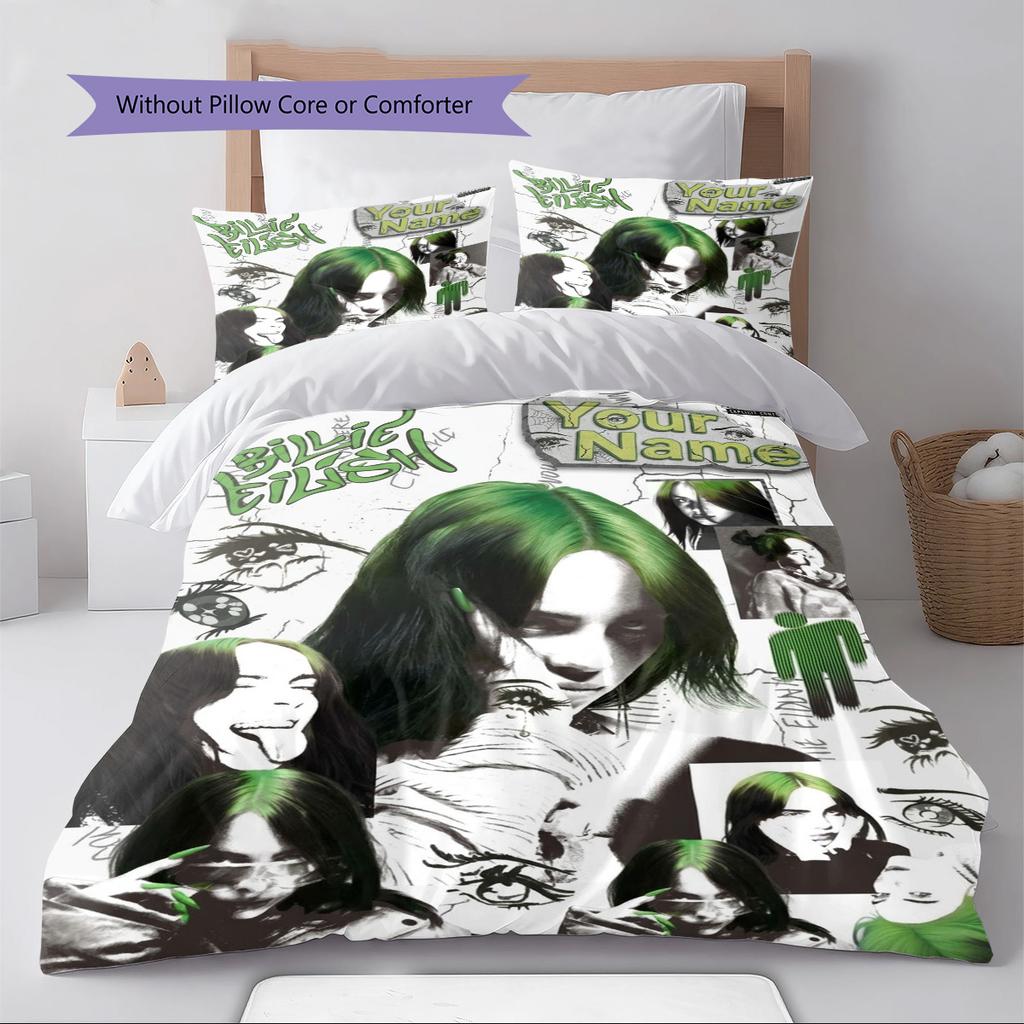 Name Custom Billie Poster Pattern Bedding Set Quilt Cover Pillowcase Home Decor Gift (1 * Duvet Cover + 2 * Pillowcase, Without Core)