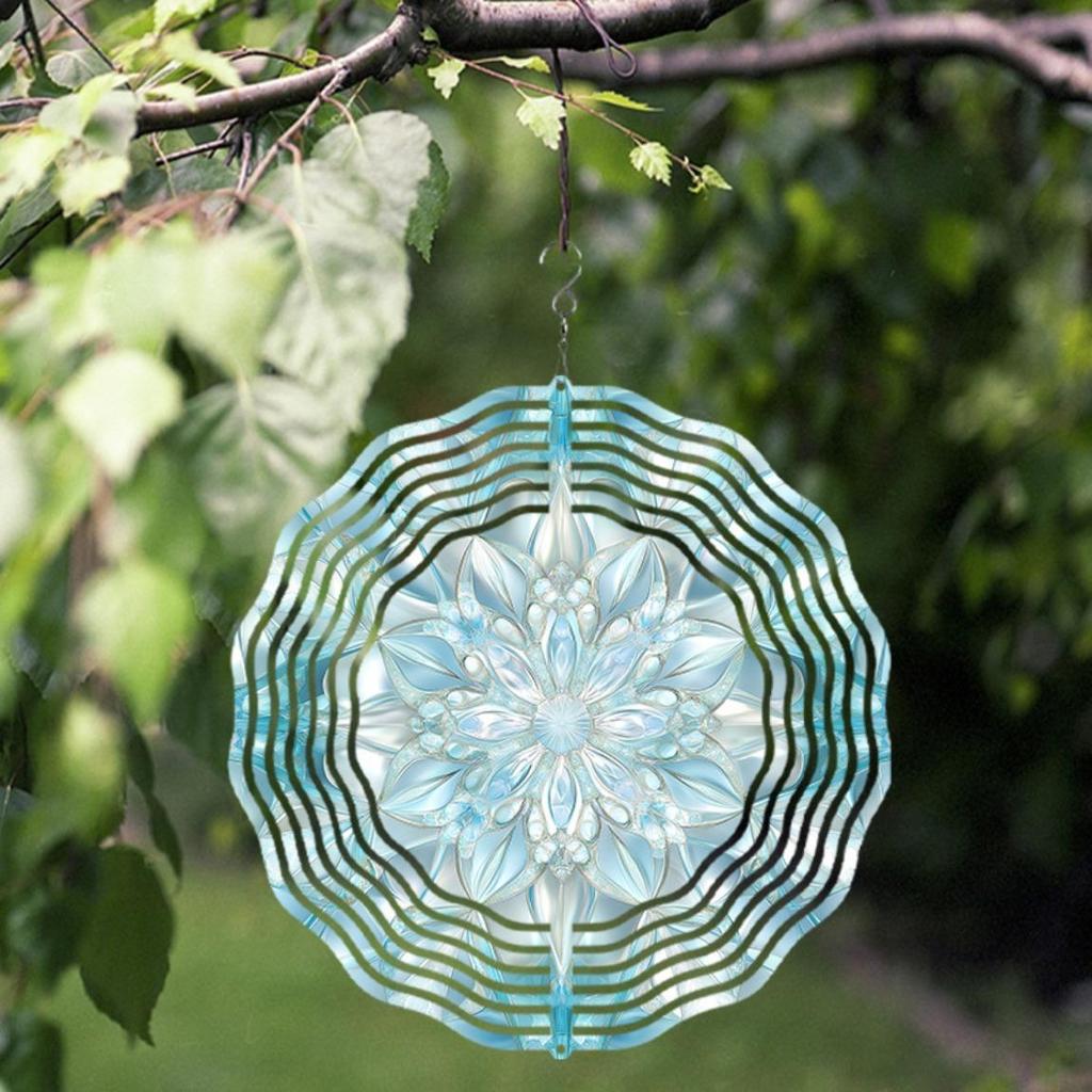Metal Wind Spinner Outdoor Decor Snowflake Design Wind Chime for Garden Yard Patio Home Hanging Ornament Relaxing Wind Motion Art