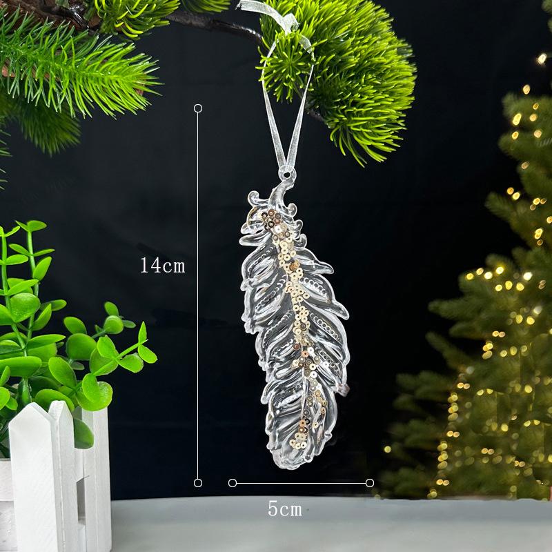 Christmas Decorations Sequined Acrylic Pendants Transparent Snowflake Pendants Christmas Tree Decorations Props