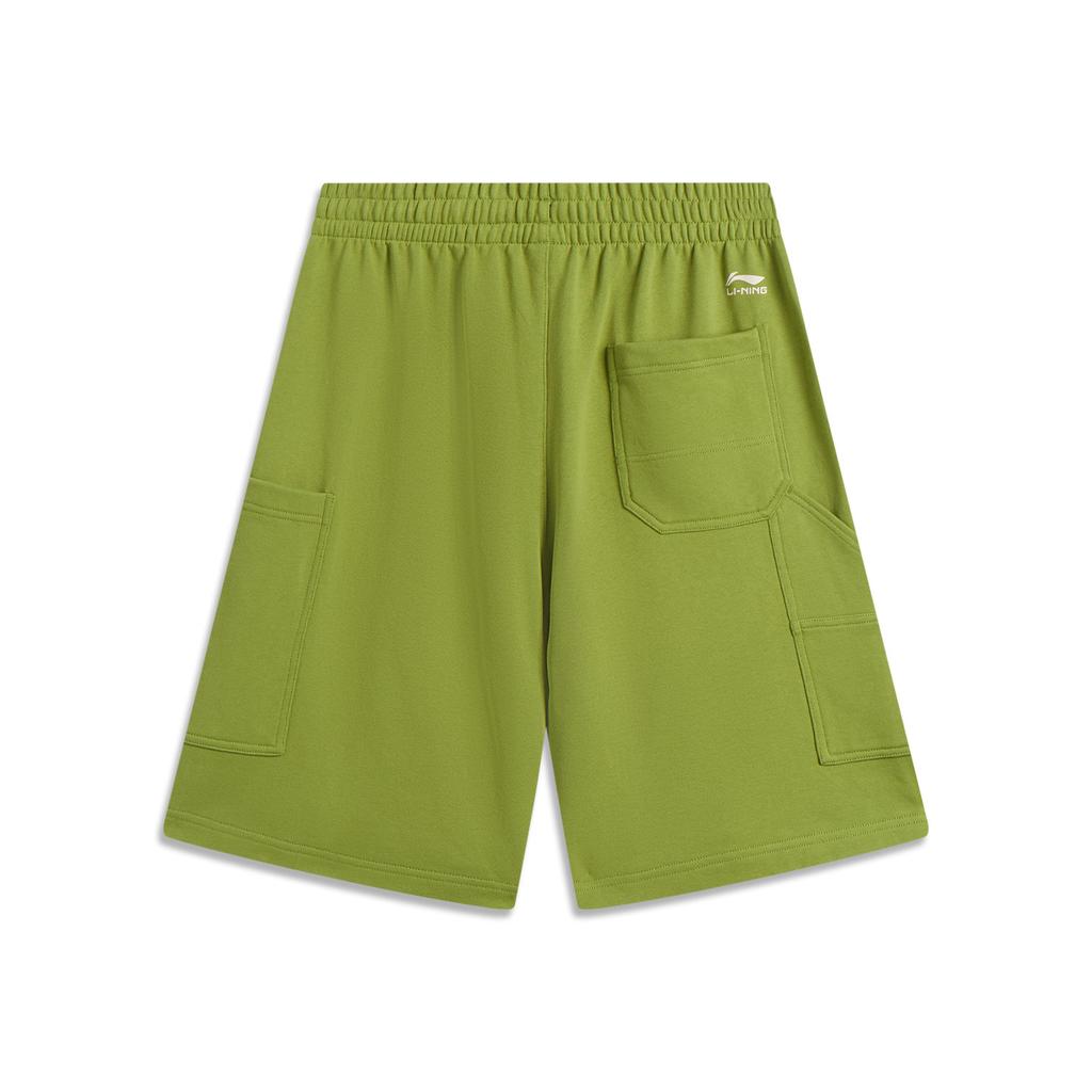 Li Ning Lifestyle Series Sport Minimalist Solid Color Letter Elastic Casual Shorts Men Shorts Grasshopper-Green AKSV283-3