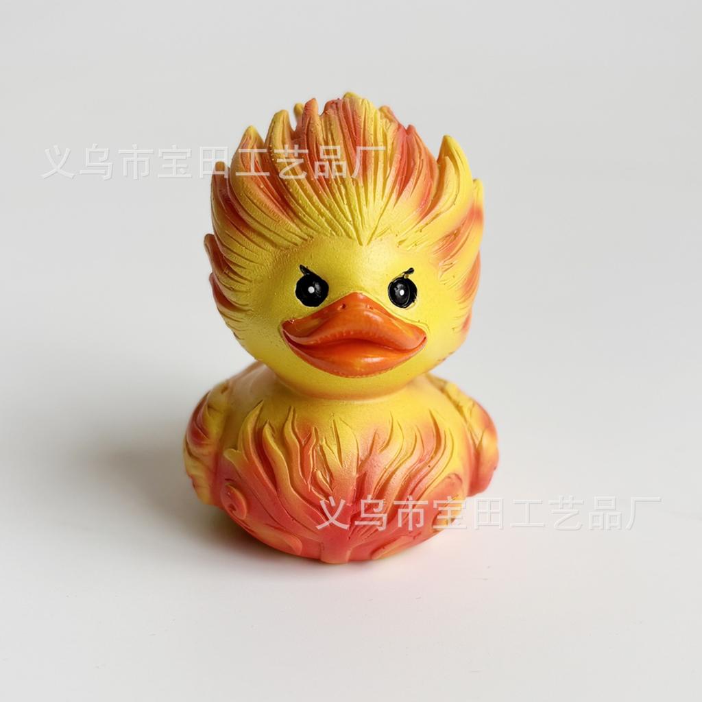 Creative Ice and Fire Collision Resin Cute Duck Resin Statue Small Ornament Home and Party Ornament