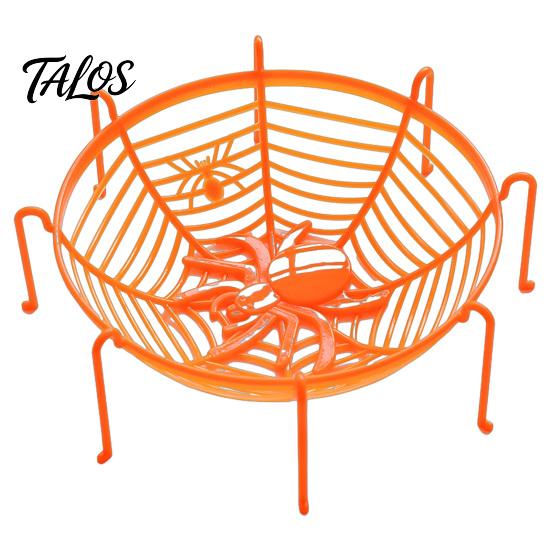 Spider Web Party Decoration Halloween Basket, Plastic Cobweb Design Fruit Serving Bowl, Treat for or Trick Candy Holder Dinner Table, Supplies Festive