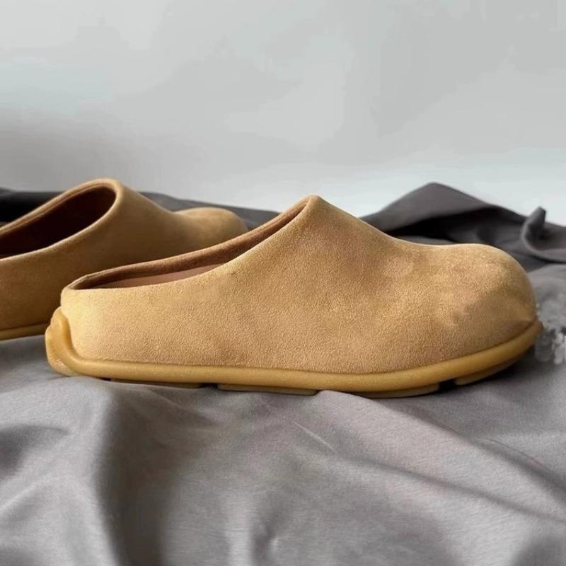 Retro bag head half slippers women's autumn new outer wear four seasons platform shoes bread half support single shoes