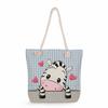 Cartoon animals print thick rope single-shoulder beach bag 7270 KTB