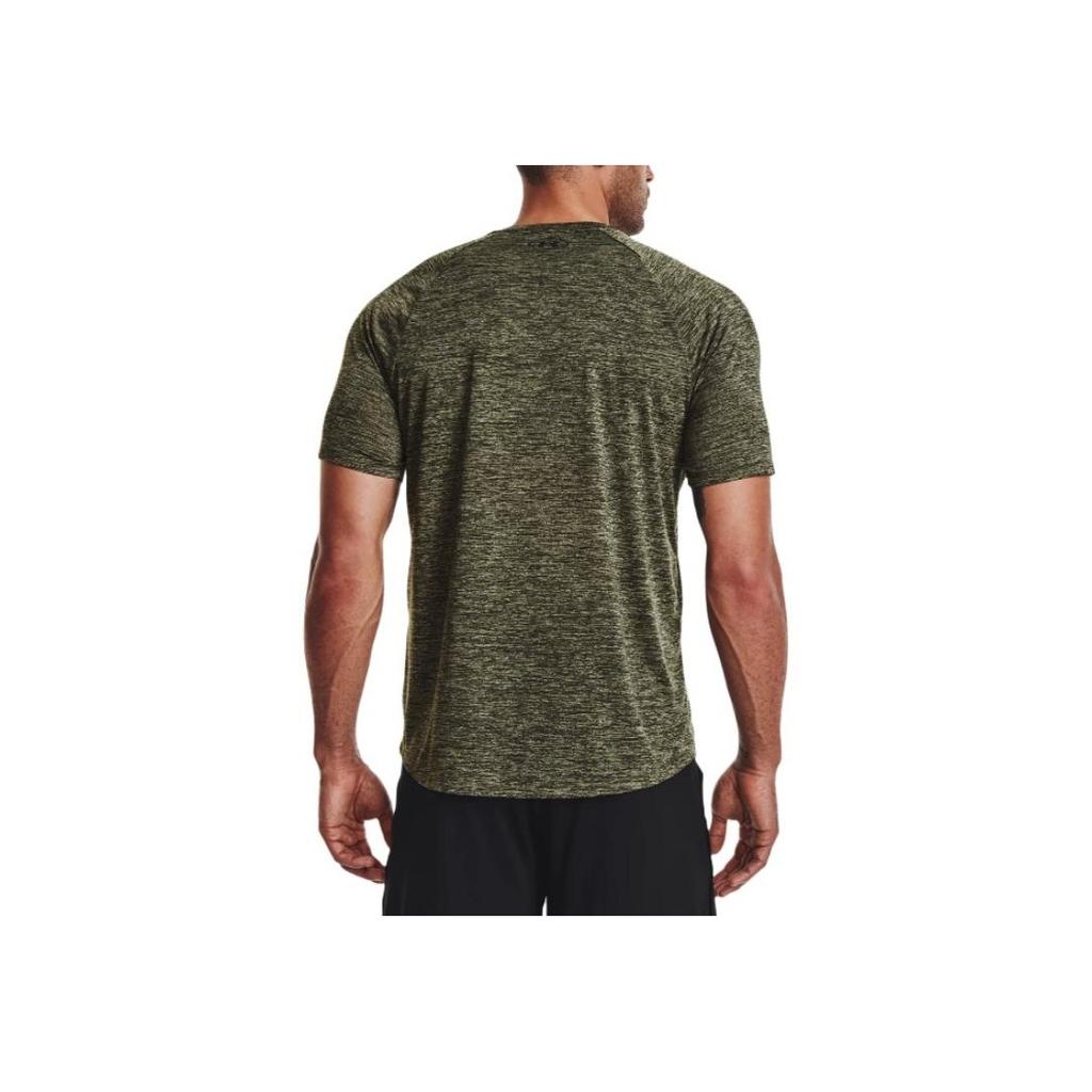 Under Armour Solid Color Crew Neck Sports Short Sleeve T-Shirt Men Tops Navy-Green 1326413-390
