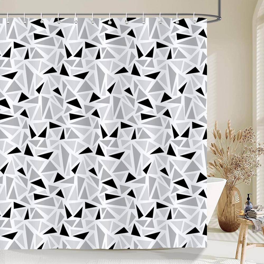 

Blue Geometric Hexagonal Shower Curtains Waterproof Fabric Bathroom Curtain With Hooks Decoration Bath Screen Toilet Partition W90xH180cm