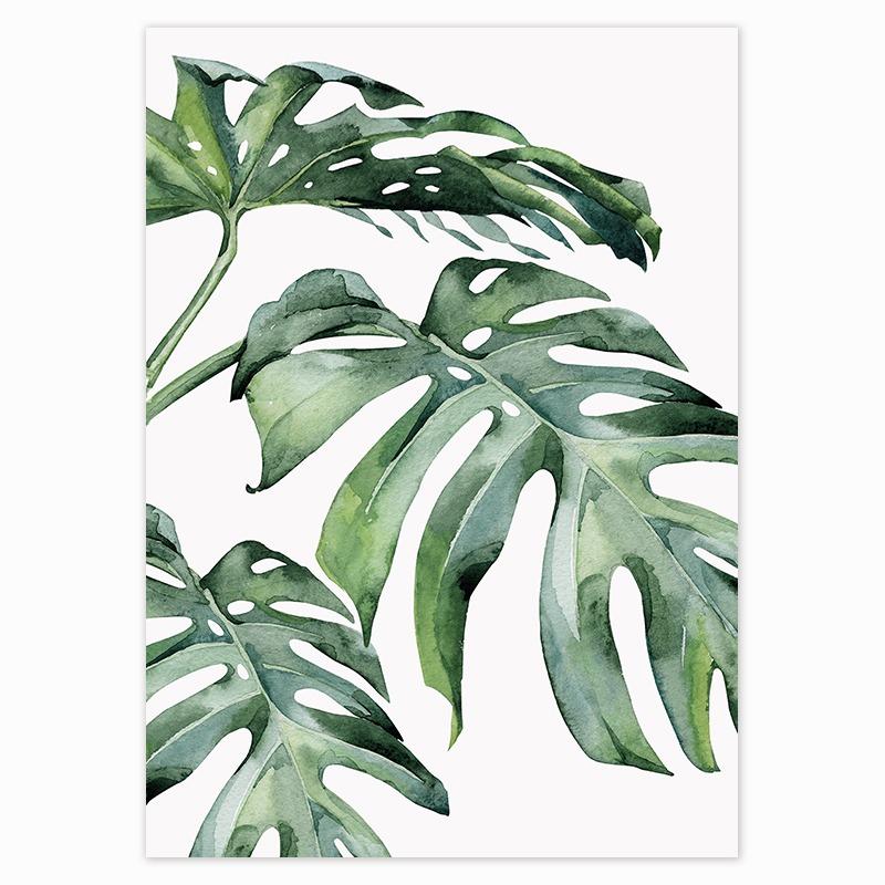 Pflanzenposter im skandinavischen Stil Grüne Blätter Dekoratives Bild Moderne Wandkunst Innenraumgemälde für Wohnzimmer Heimdeko
