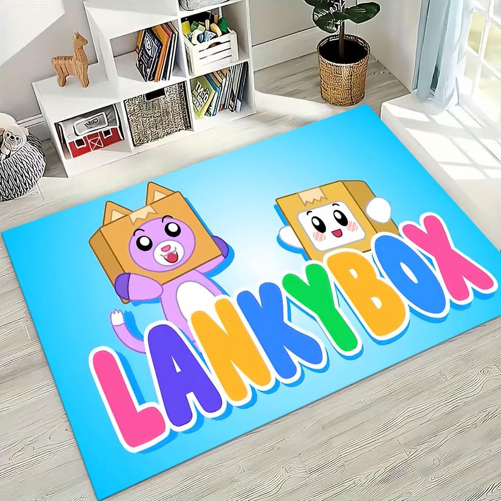 Tappeto Cartoon Lankybox Carino Foxy Boxy Rocky per Camera da Letto Soggiorno Divano Casa Zerbino Decorazione, Tappetino Pavimento Grande Antiscivolo per Bambini