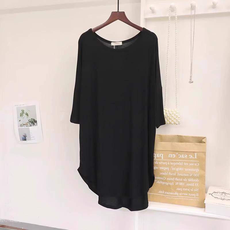 

Plus Size Modal Ice Silk Short-Sleeve T-Shirt for Women - Summer Loose Fit with Mid-Length and Hip-Covering Design M (80-100 Jin)