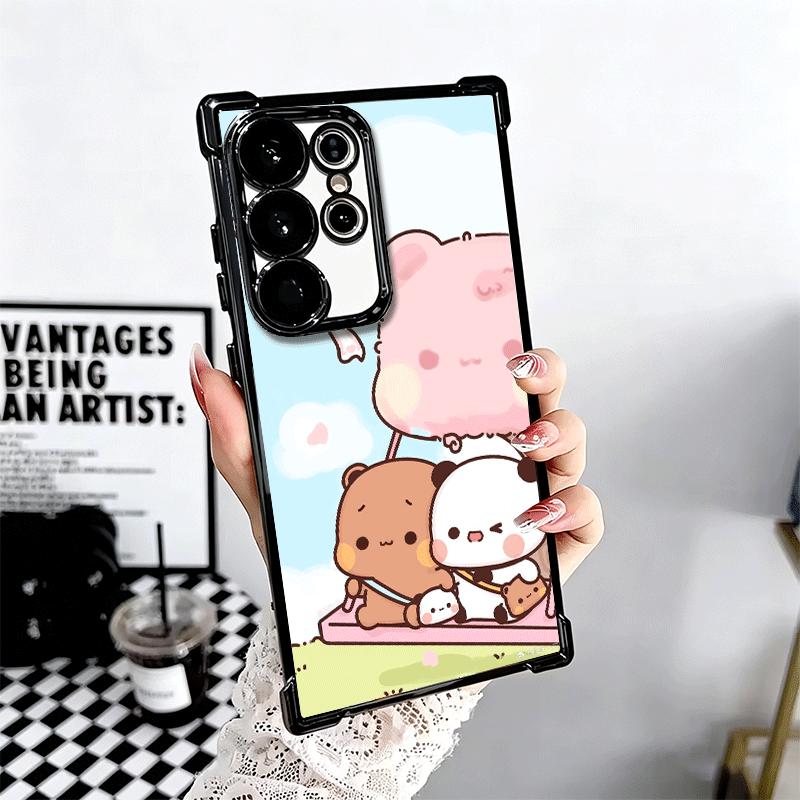 Bubu Dudu Cartoon Cute Plating Phone Case For Samsung Galaxy S24 S25 FE S26 Edge S23 Ultra S22 S21 Plus S20 Anti-Fall Airabag Co