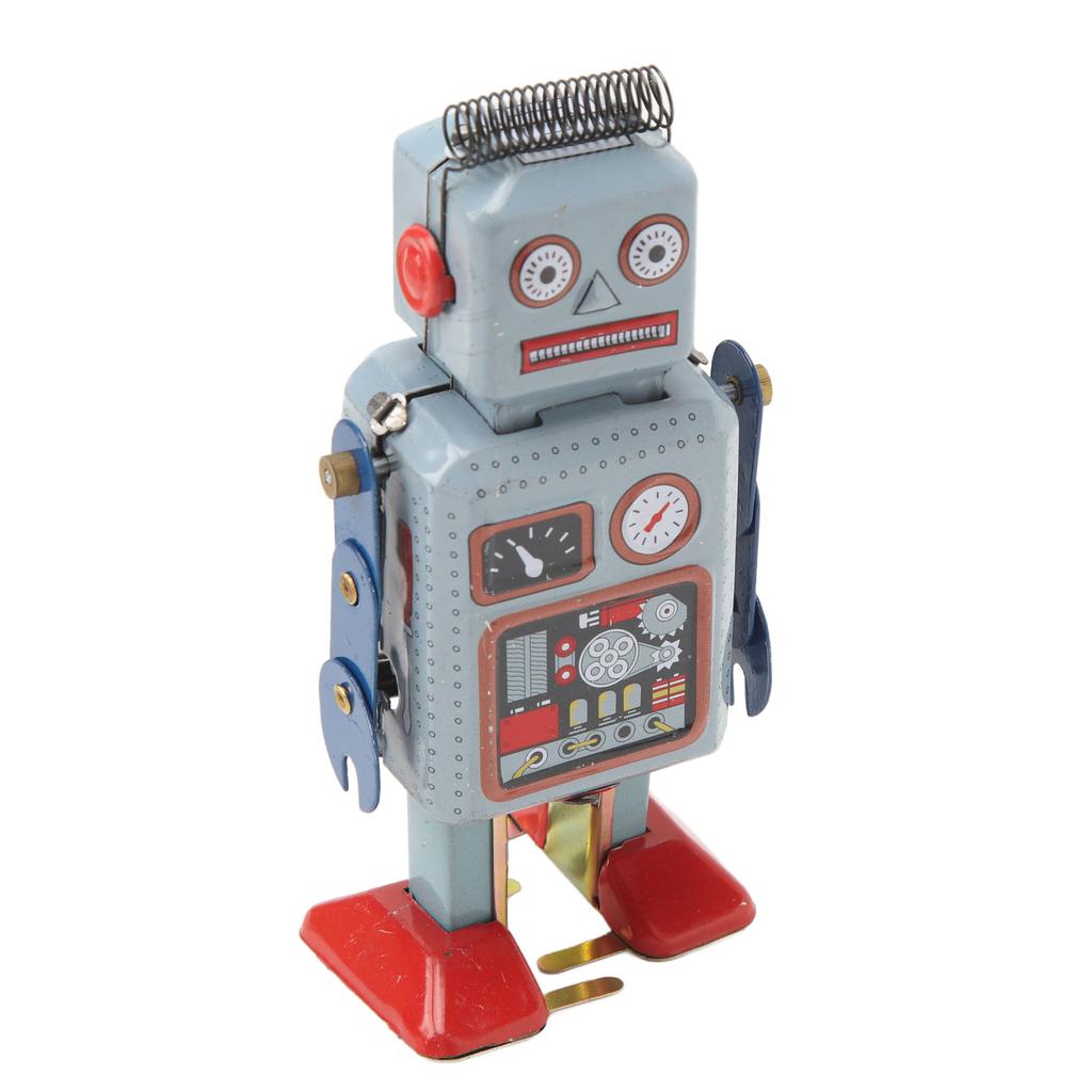 Wind Up Vintage Robot Toys Clockwork Walking Toy Retro Tinplate Toy for Photo Prop Decoration Gift